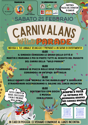 "CarnivaLans", un pomeriggio di festa tra animali selvaggi e coriandoli